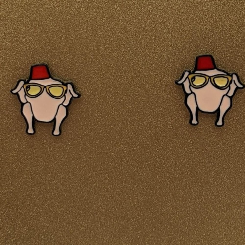 Friend's Turkey head acrylic stud earrings Thanksgiving - Picture 3 of 5